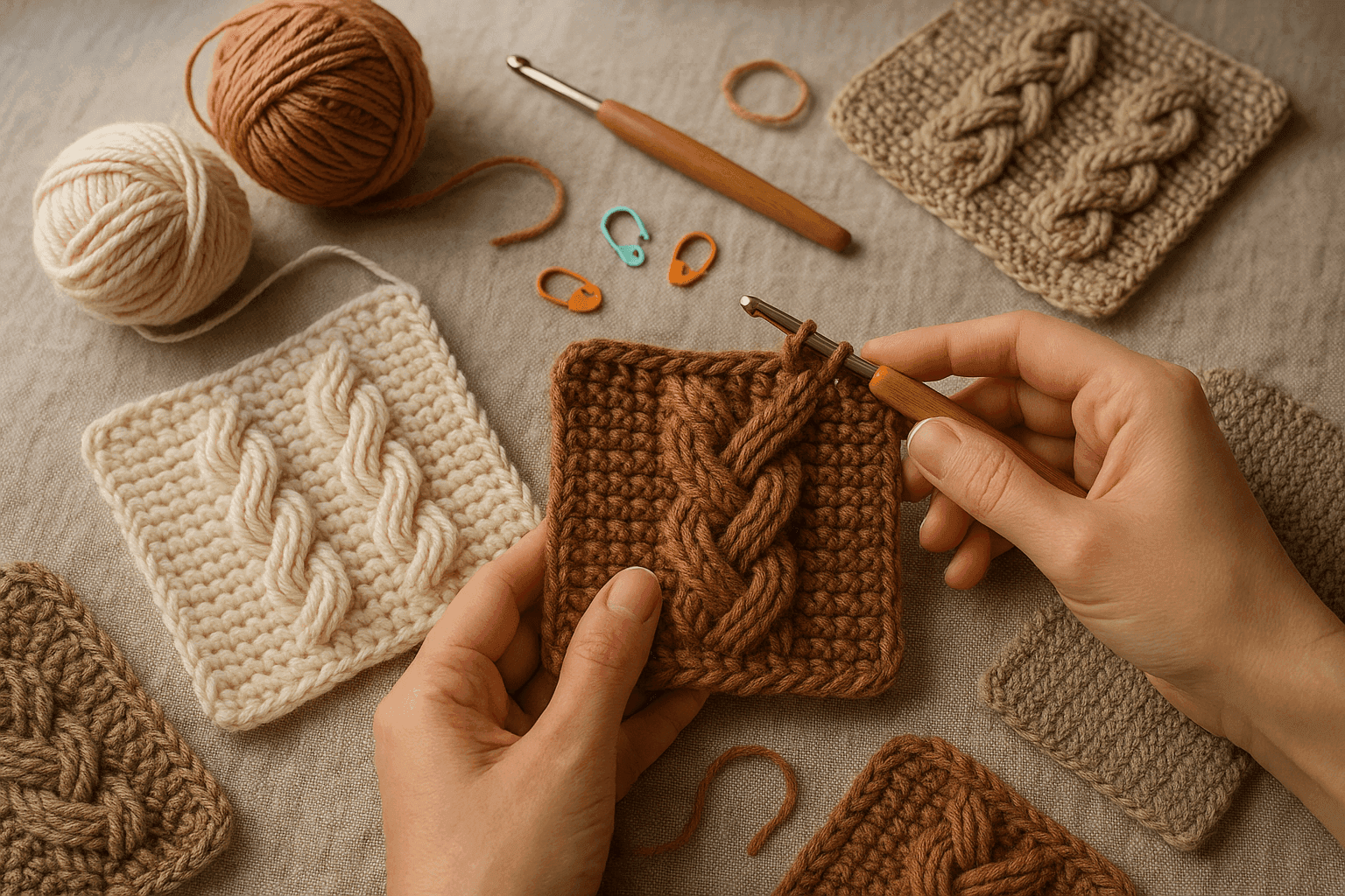 Crochet Ply-Split Cables and Faux-Braided Structures: Manipulating Yarn Path for Relief Without Bulk