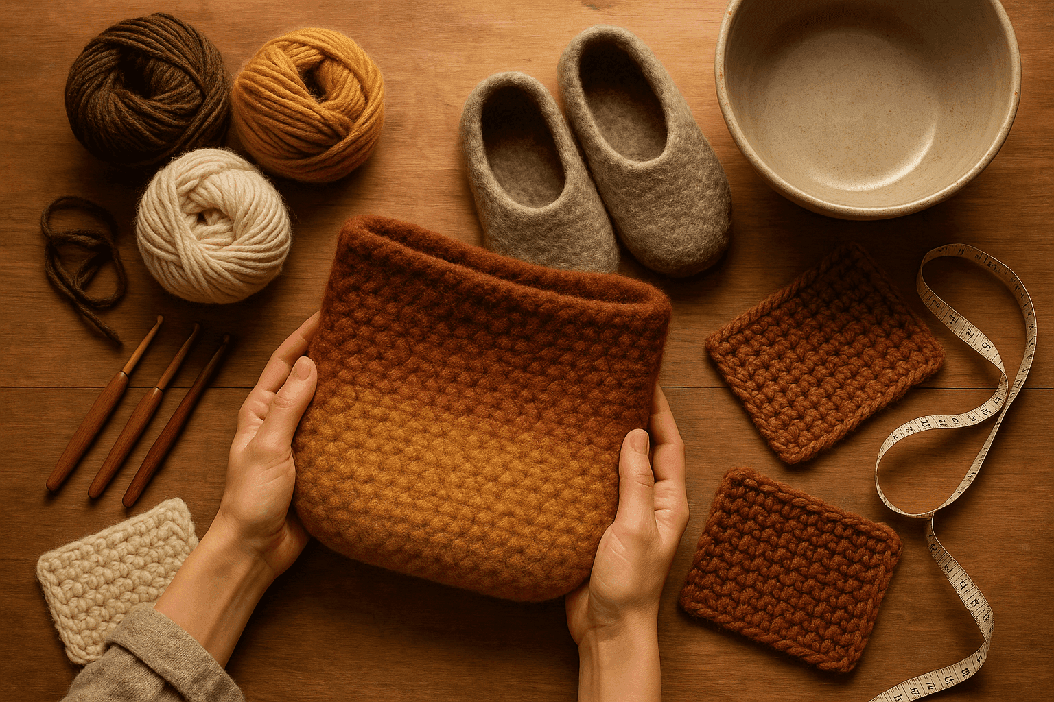 Crochet Fulling and Controlled Felting: How to Engineer Dense, Cut-Resistant Wool Fabric for Bags, Slippers, and Sculptural Forms